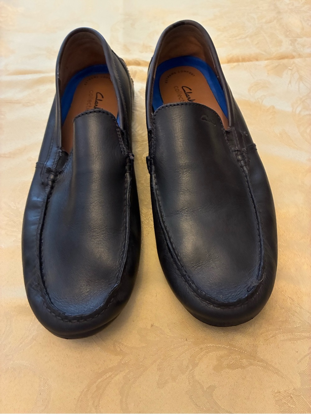 Clarks Men's Black Leather Slip-On Loafers Size 12